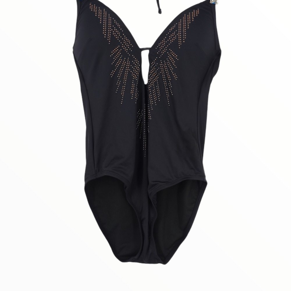 KENNETH COLE JUNGLE MIO BLACK 1PC STUDDED SWIMSUIT - Picture 4 of 7